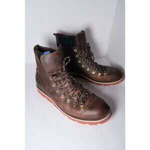 Mens Cole Haan Air Hunter Hiker C09751 Brown Leather Plaid Boots SZ 10.5 M